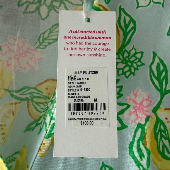 Lilly Pulitzer Riegan dress Bluette make lemonade NWT size medium - Picture 2 of 3
